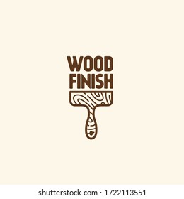 Logo design template for wood finishing service, wood shop, carpentry, woodworkers, wood working industry. Linear style. Vector illustration.