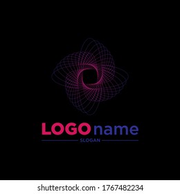 Plantillas de diseño de logotipos, con iconos abstractos de degradado de color con rayas circulares