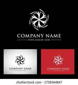 Plantillas de diseño de logotipos, con iconos de flores abstractas, flores abstractas de lujo, flor circular
