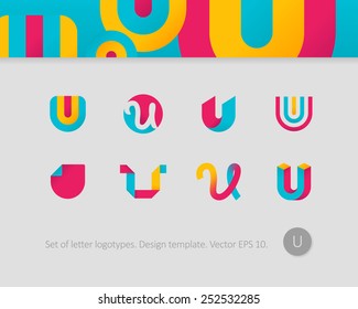 Logo design templates. Stylized letter U.