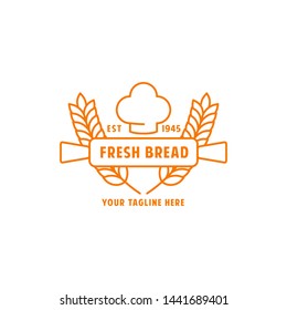 Logo design templates in trendy linear style for bakery emblems