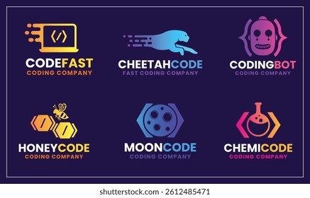 logo design templates. Vector illustrations on the topic of business, technology, network, social media, Internet community, logistics.