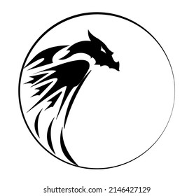 logo design template,with a dragon icon in a circle