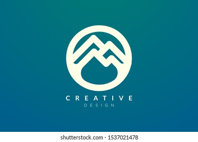 Logo design that combines circle objects with mountains. Minimalist and modern vector design for your business brand or product