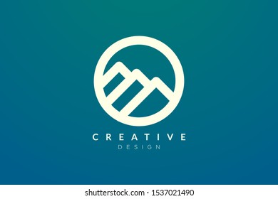 Logo design that combines circle objects with mountains. Minimalist and modern vector design for your business brand or product