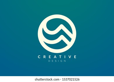 Logo design that combines circle objects with mountains. Minimalist and modern vector design for your business brand or product