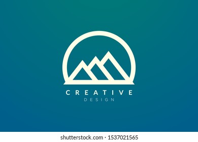 Logo design that combines circle objects with mountains. Minimalist and modern vector design for your business brand or product