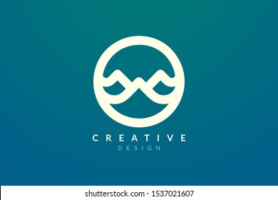 Logo design that combines circle objects with mountains. Minimalist and modern vector design for your business brand or product