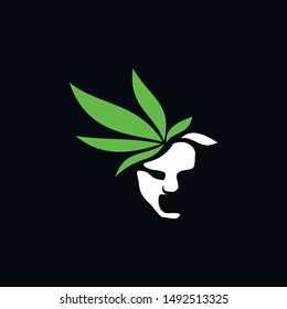 logo design that represents a punk man with the hair in the shape of cannabis for medical and cbd industry.