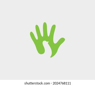 Logo design that uses bird elements and hand icons, which is modern, suitable for use in various businesses