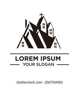 diseño de logotipo con iglesia temática