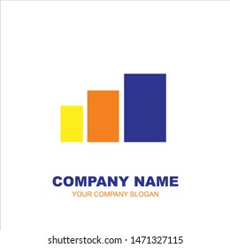 Logo design of three colorful square shapes. Vector logos that are colored yellow, orange, and blue