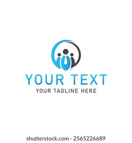 A logo design of three people
