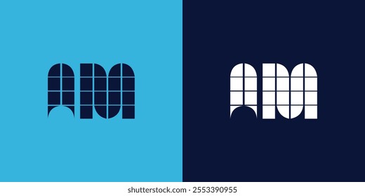 AM logo design with tile shape. Minimalist and modern vector illustration design suitable for business or brand