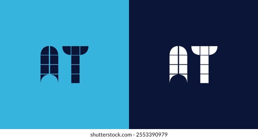 AT logo design with tile shape. Minimalist and modern vector illustration design suitable for business or brand