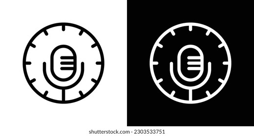 logo design time podcast,microphone and clock design icon vector illustration