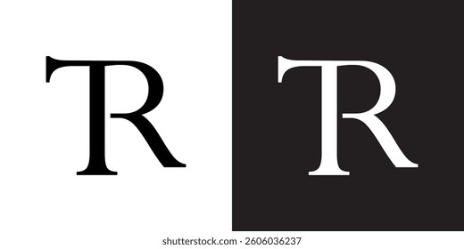 logo design with tr letters on negative background	