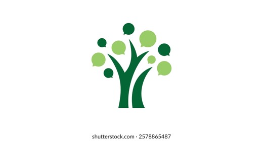 logo design tree and chat,symbol talk,nature,message,nature,symbol,icon,idea,creative.