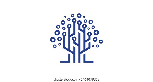 logo design tree tech, circuit, cable, logo design icon, symbol, vector, creative idea.