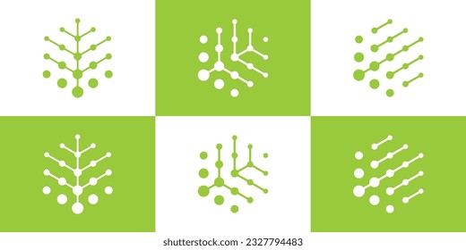 logo design tree tech icon hexagon vector inspiration