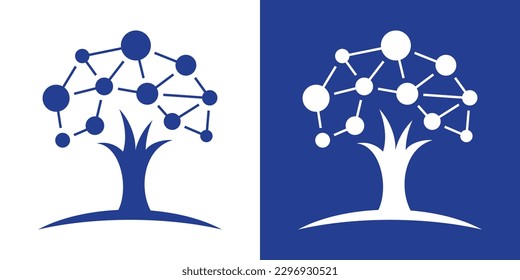 logo design tree technology modern design icon connection vector illustration