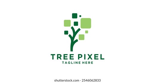 logo design tree technology, pixel, digital, logo design vector, symbol, icon, idea, creative.