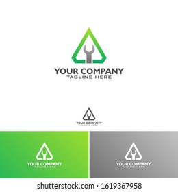 logo design triangle with settings icon template