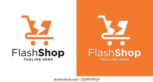 Logo-Designwagen-Geschäft und Blitzsymbol, Vektorgrafik