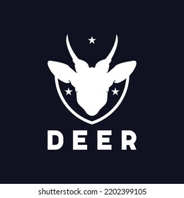 Logo design | T-shirt design - Deer logo design template. deer logo for gaming, tech, real state, squid. deer shield icon design illustration, editable file.