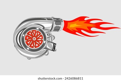 Logo Design Turbo Performance Automotive Designs, Turbo Motor auf Hintergrund, Turbo Ladung Vektor-Illustration.