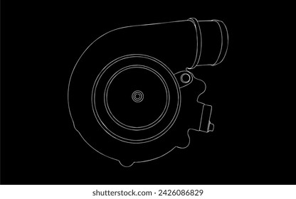Logo design Turbo Performance Automotive Designs, Turbo engine on background, Turbo charge vector illustration.