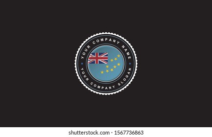 logo design with Tuvalu flag concept in circle. Blue Badge Vintage and premium