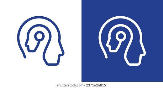 logo design of two human heads combined with one minimalist line.