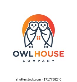 logo design of two owl houses