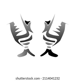 a logo design two piranhas