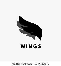 logo design of two wings from the front and back with a simple vector concept