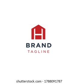 logo design with type H and the foundation of the house roof logo icon