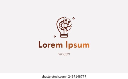 Tecnología de símbolo de bombilla de engranaje de tipografía de diseño de logotipo