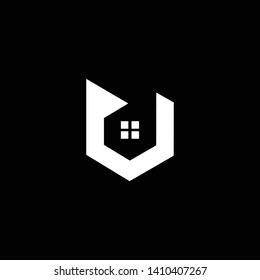 Logo design of U UD DU in vector for construction, home, real estate, building, property. Minimal awesome trendy professional logo design template on black background.