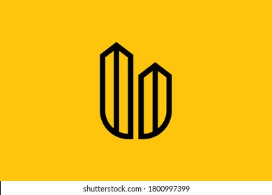 Logo design of U UU in vector for construction, home, real estate, building, property. creative elegant Monogram. Premium Business home logo icon. Black color on background