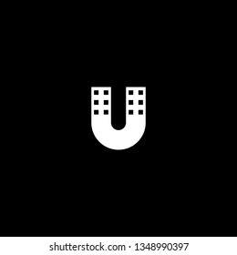 Logo design of U in vector for construction, home, real estate, building, property. Minimal awesome trendy professional logo design template on black background.