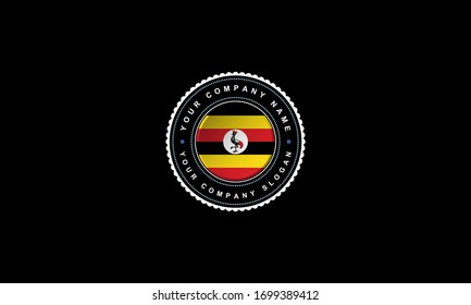 diseño del logo con el concepto de Uganda en círculo. Rojo, negro, cosecha amarilla y premium