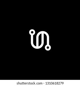 Logo design of UN NU in vector for technology, electronics, digital, connection. Minimal awesome trendy professional logo design template on black background.