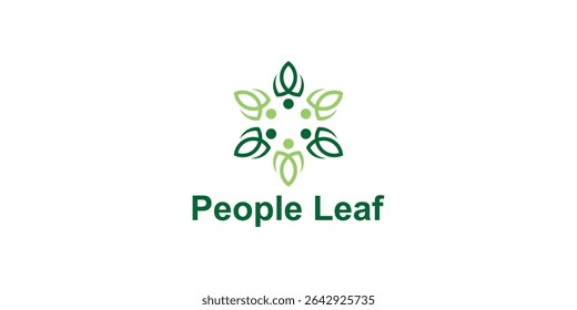 logo design unity people and leaf,unity,partnership,design icon,creative, elegant.