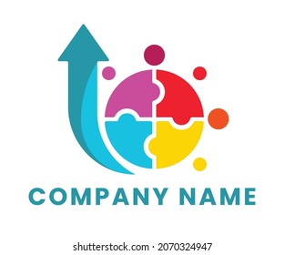 logo design with various color and shape elements that represent rising income