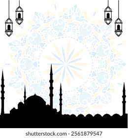 logo design vector background of mosque and commemoration of Islamic religious holidays