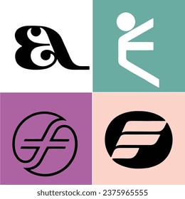 vector de diseño de logotipo blanco y negro A y F 

