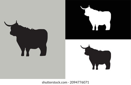 vector de diseño de logotipo de ilustración de toro negro y blanco