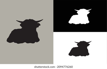 logo design vector of bull illustration black and white