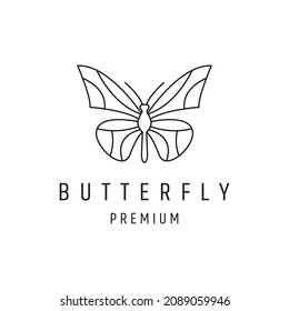 Diseño de logotipo vectorial inspiración mariposa icono de estilo lineal sobre fondo blanco